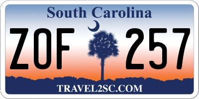 SC license plate ZOF257