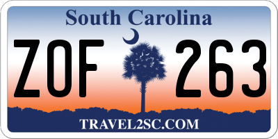 SC license plate ZOF263