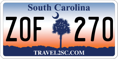 SC license plate ZOF270