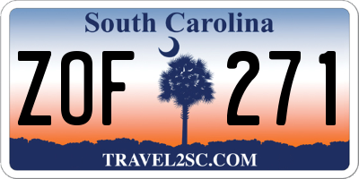 SC license plate ZOF271