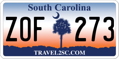 SC license plate ZOF273