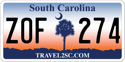 SC license plate ZOF274