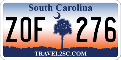 SC license plate ZOF276