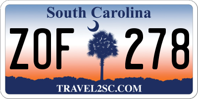 SC license plate ZOF278