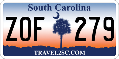 SC license plate ZOF279