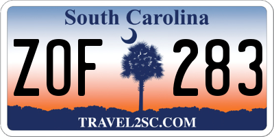 SC license plate ZOF283