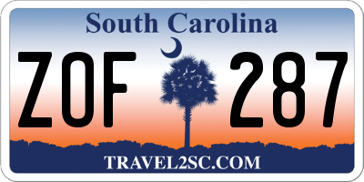 SC license plate ZOF287