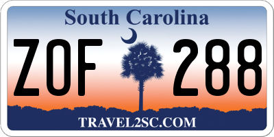 SC license plate ZOF288