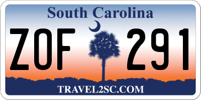 SC license plate ZOF291