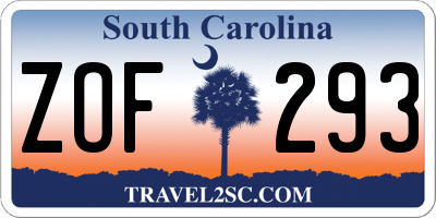 SC license plate ZOF293