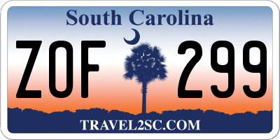 SC license plate ZOF299