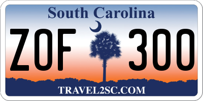 SC license plate ZOF300