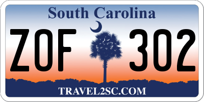 SC license plate ZOF302