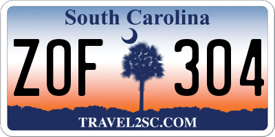 SC license plate ZOF304
