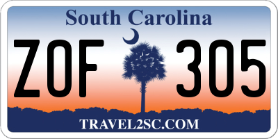 SC license plate ZOF305