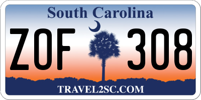 SC license plate ZOF308