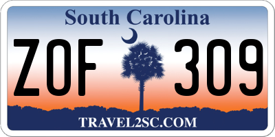 SC license plate ZOF309
