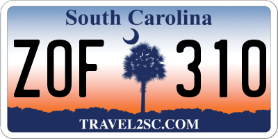 SC license plate ZOF310