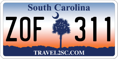 SC license plate ZOF311