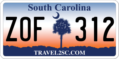 SC license plate ZOF312