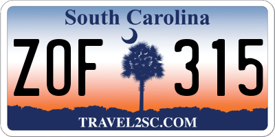 SC license plate ZOF315