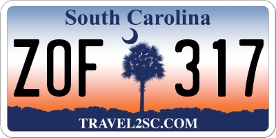 SC license plate ZOF317