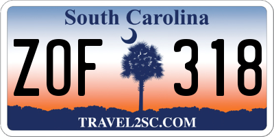 SC license plate ZOF318