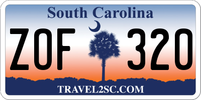 SC license plate ZOF320