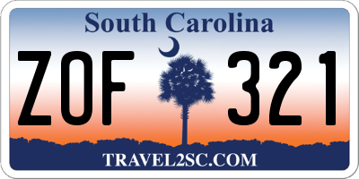 SC license plate ZOF321