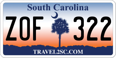 SC license plate ZOF322