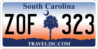 SC license plate ZOF323