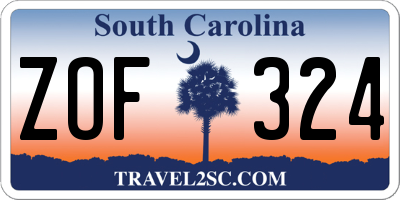 SC license plate ZOF324
