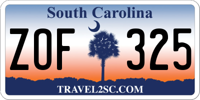 SC license plate ZOF325