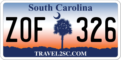 SC license plate ZOF326
