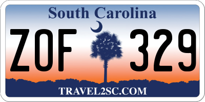 SC license plate ZOF329