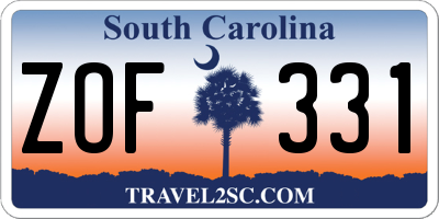SC license plate ZOF331