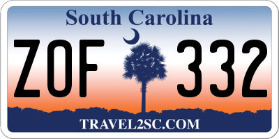 SC license plate ZOF332