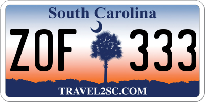 SC license plate ZOF333