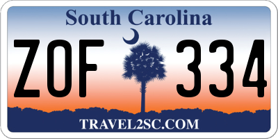 SC license plate ZOF334