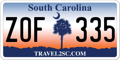 SC license plate ZOF335