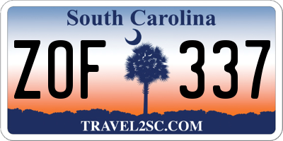 SC license plate ZOF337