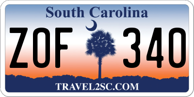 SC license plate ZOF340