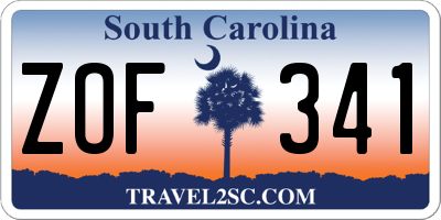SC license plate ZOF341