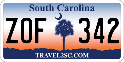 SC license plate ZOF342