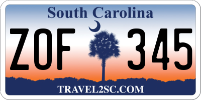 SC license plate ZOF345