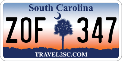 SC license plate ZOF347