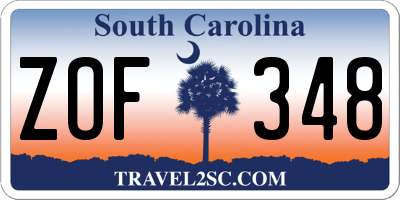 SC license plate ZOF348