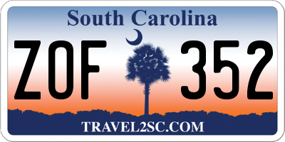 SC license plate ZOF352
