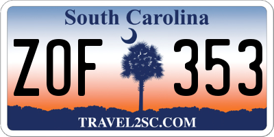 SC license plate ZOF353
