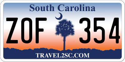 SC license plate ZOF354